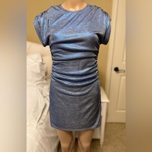 Lovers + Friends Blue Ruched Mini Dress
